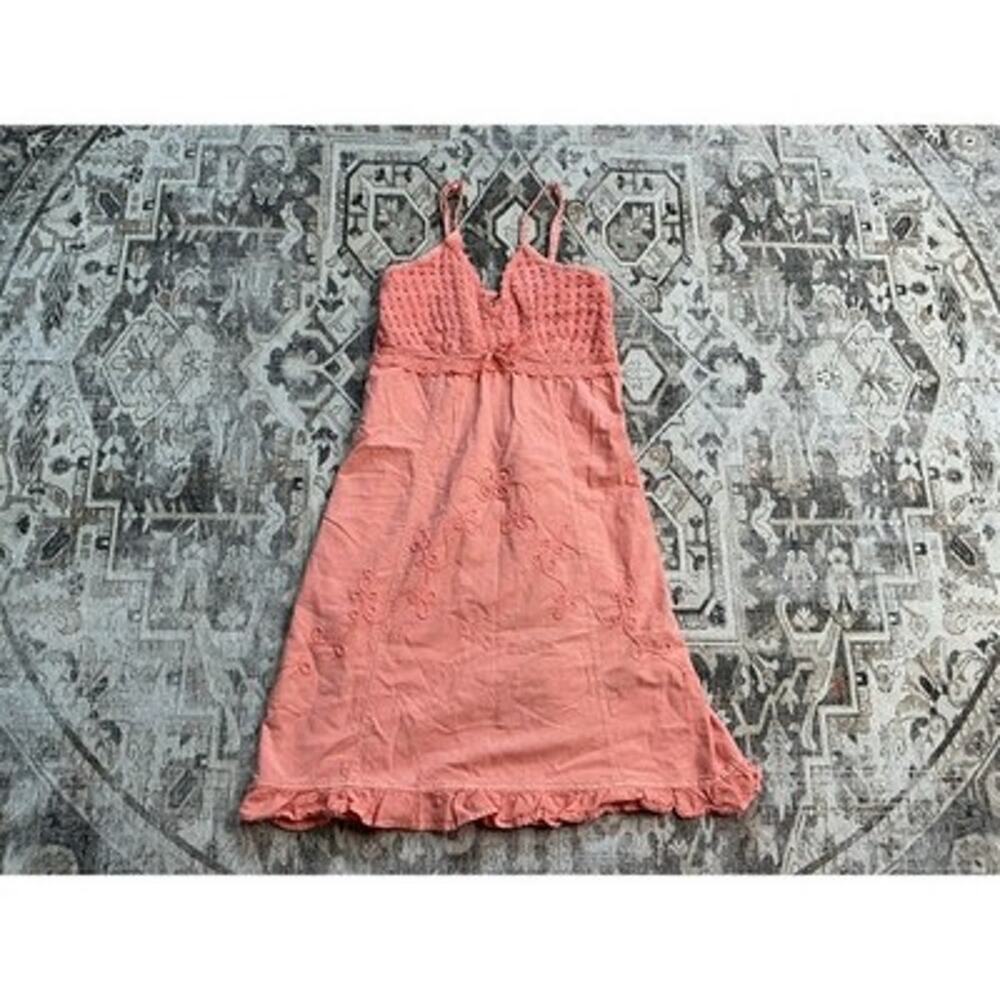 Señora Caballero Sundress y2k S Pink Crochet Bodice Boho Knee Length